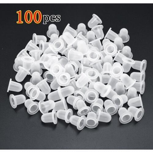 100Pcs Disposable Tattoo Ink Cup Small Size Vacuum Silicone Permanent Tattoo Makeup Eyebrow Makeup Pigment Container Caps