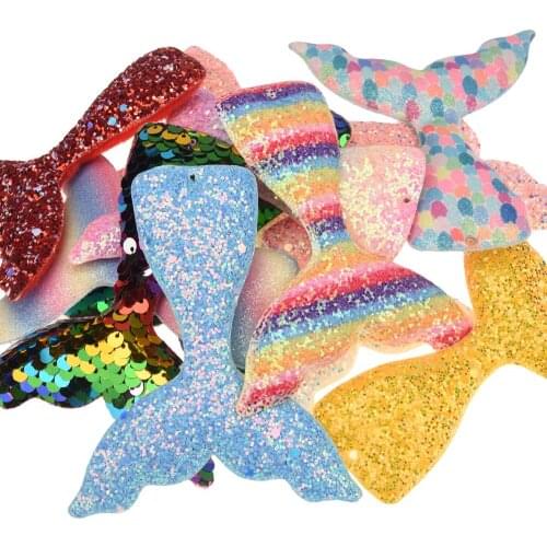 12pcs 9cm*10cm Mermaid Hair Accessories Boutique Mermaid Tail Fashion DIY Accessory Key Ring Pendant No Hair bow Barrette