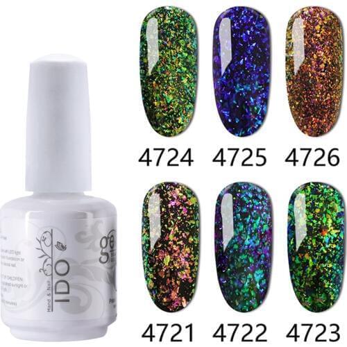 12pcs Galaxy Shadow Gel Nails Shinning IDO white bottle UV &LED soak off Nail Gel Polish Style Design 3D Art Nails long lasting