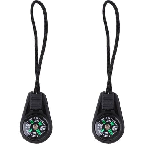 WXTF 2 Pcs Zipper Tail Rope Compasses Pocket Mini Survival Compass Camping Hiking Outdoor Tool for Paracord