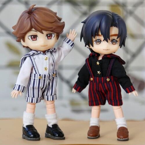 2Pcs/Set [Top+Bib] 1/12Doll Sailor Uniforms Doll School Clothes (Suitable For Ob11, Obitsu11,BJD12,Cu-Poche, P9)