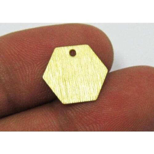 Brass pendant 12mm Brass hexagon earrings charms 1 hole -20pcs R505
