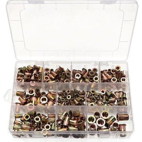 300 Pieces Of Metric And Inch Galvanized Steel M3 M4 M5 M6 M8 Rivet Nuts SAE Rivet Nut Kit Hardware Tool Accessories