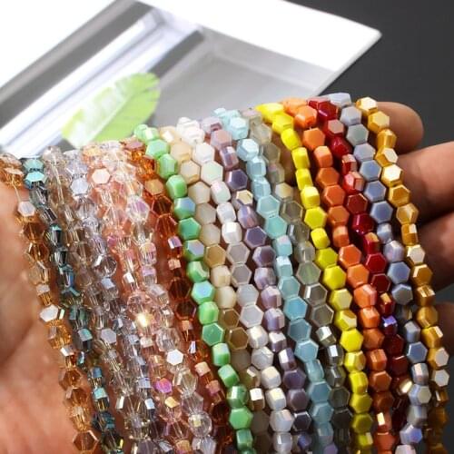 5mm 75-80pcs Hexagon Shape Glass Beads Geometry Shape Small Glass Beads Loose Beads DIY Jewelry Bracelets Necklace