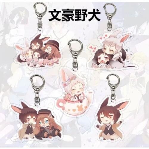 Bungou Stray Dogs Atsushi Dazai Ryunosuke Nakahara Acrylic Figure keychain Keyring Decoration Collection Model Toy Cosplay