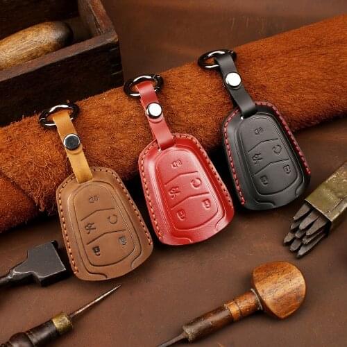 Genuine Leather Handmade Car Key Cover key Case For Cadillac CT6 ATS CTS-V CTS XTS XT5 ELR SRX Escalade