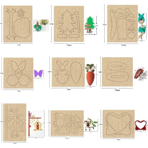 Tree Carrot House Handmade Leather Goods DIY Stamping Engraving Laser Leather Cutting Mould Crafts Wooden Kraft Paper Tools