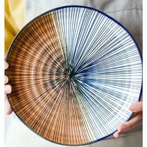 Japanese-style Double-sided Blue Line Pattern Ceramic Plate Household Rice Bowl Plate Dish Plate Flavor Plate Creative Tableware