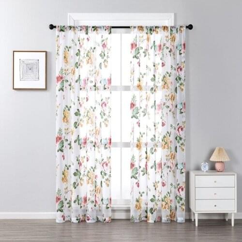 French 2021 New Peony Embroidered Window Tulle Curtains for Balcony Study Living Dining Room Bedroom Window Tulle Simple Fresh