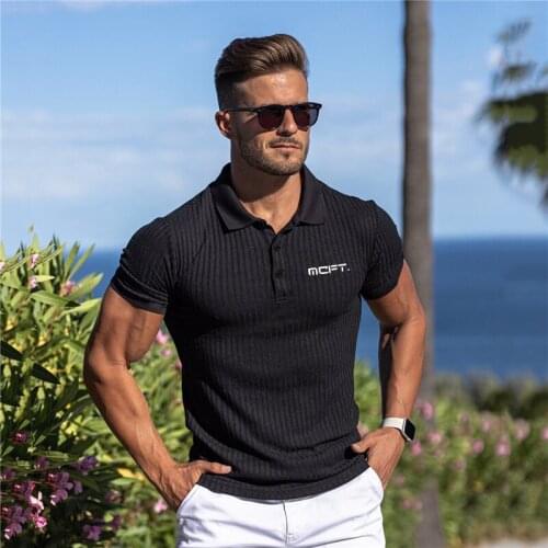 New Brand Mens Workout Fashion Spring Summer Short Sleeve Polo T Shirts Fitness Men Clothing Sports Trend Casual Polo T Shirts