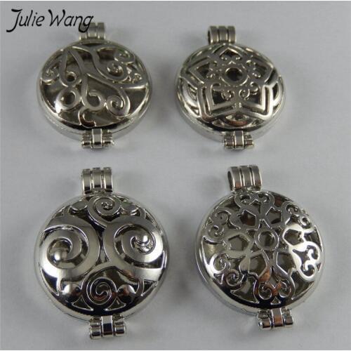 Julie Wang 4pcs/pack Mixed Ancient Hollow Phase Box Pendant Jewelry Accessories Christmas Surprise Gift Thanksgiving Surprise