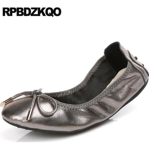 Slip on china chinese bow casual women ladies large size maternity 10 foldable ballet flats ballerina round toe shoes 11 2019