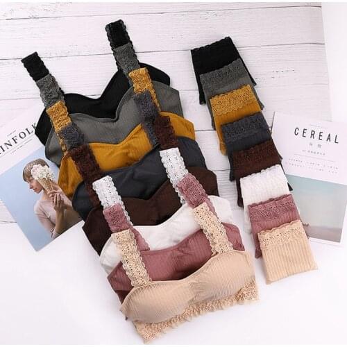 Fashion Seamless Bra Sets Women Breathable Tube Tops Lingeries Sexy Lace Bra Panties Set