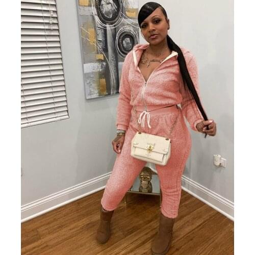 TNNAOFF Plus Size Women Suit Tracksuit Winter 2 Piece Set Zip Hoodies Sexy Pants Casual Suit Velvet Warm Sporting Womens Suits