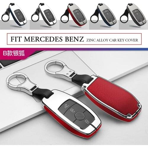 Zinc Alloy Leather Car Remote Smart Key Case Cover Holder For Mercedes Benz S/E-Class A200 GLC AMG