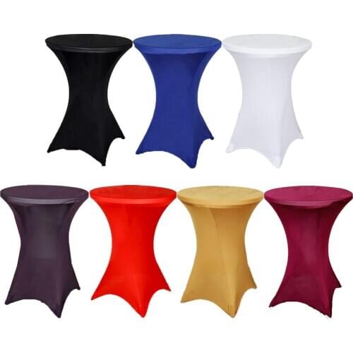 60/70/80cm Diameter Stretch Round Tablecloth Cocktail Table Cover Spandex Table Cloth Bar Hotel Wedding Party Table Cover Decor