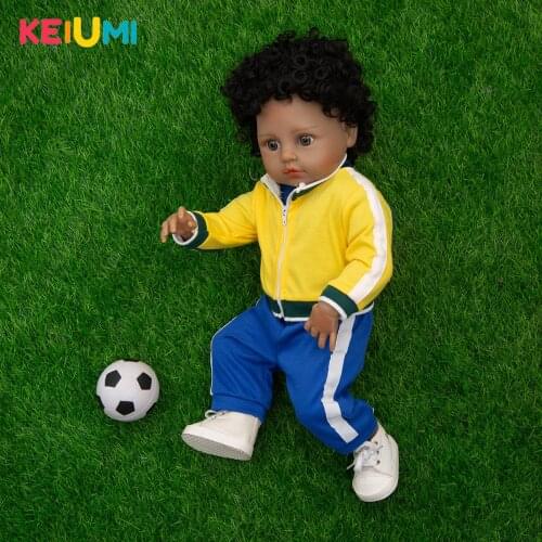 KEIUMI 19 Inch Reborn Baby Doll Silicone Full Body Explode Hair Real Life Baby Dolls Boy Toy For Children Birthday Gift