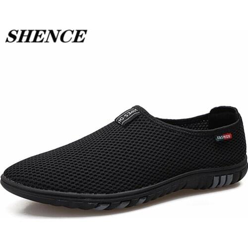 SHENCE Men Loafers Lazy Shoes Man Casual Shoes Mesh Breath Comfort Sneakers Shoe Walking Men Outdoor Hiking Shoes Plus Size 5-10