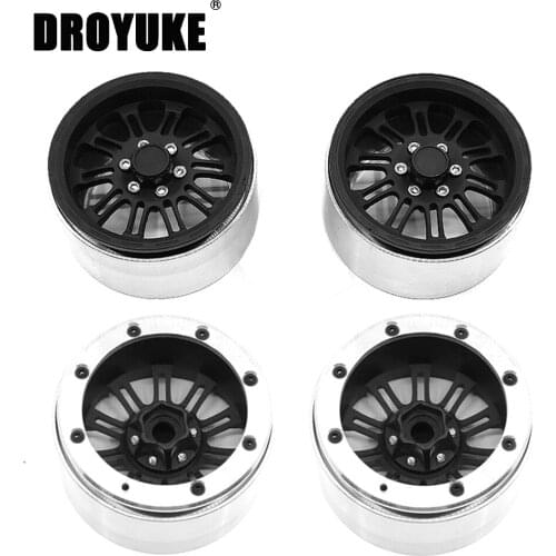Droyuke 4pcs Metal Wheel Rim 2.2 Inch for 1/10 RC Rock Crawler Axial SCX10 90046 90047 AXI03007 TAMIYA CC01 D90 Traxxas TRX-4