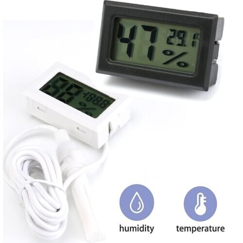 Mini Digital LCD Thermometer Hygrometer Temperature Indoor Convenient Humidity Temperature Sensor Meter Gauge Instruments Cable
