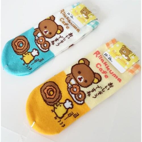 Cartoon Rilakkuma printed socks Kiiroitori cake cartoon harajuku fun novelty women cotton sock spring summer skarpetki damskie