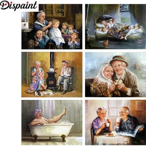 Dispaint Full Square/Round Drill 5D DIY Diamond Painting "Character old man scenery" Embroidery Cross Stitch 5D Home Decor Gift