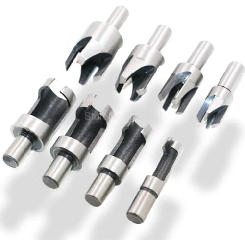 8PCS Wood Plug Cutter Cutting Tool Drill Bit Set Straight And Tapered Taper Woodworking Cork Knife 5/8" 1/2" 3/8" 1/4"