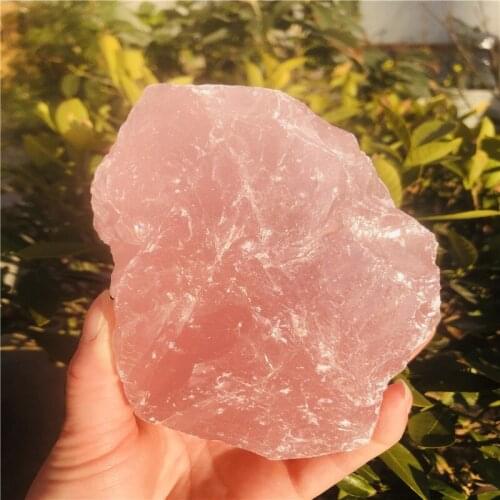 Natural Raw Pink Rose Quartz Crystal Rough Stone Specimen Healing
