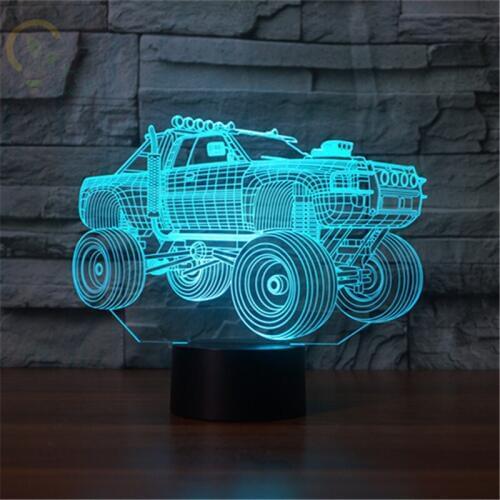 Novelty Gifts 3D Car Led Night Lights 3D LED Desk Table Lamp 7 Color Changing Vehicle 3D lamp For Kids Bedroom