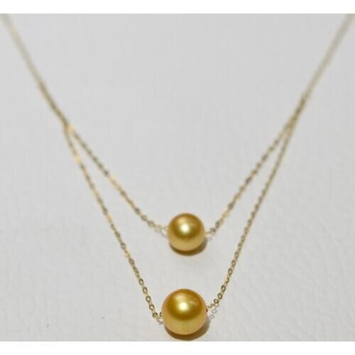 NYMPH Real 18K Gold Pearl Necklace for Women Pure AU750 Chain Natural South Seawater Golden Pearl Wedding Fine Jewelry X530