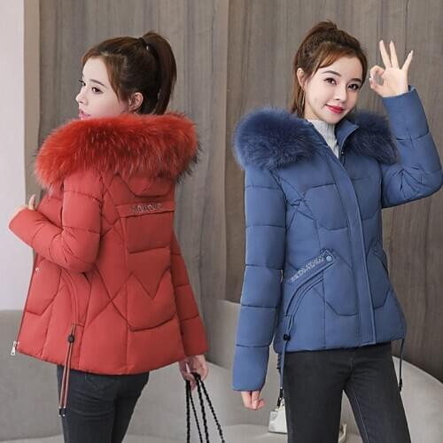2020 New Winter Parkas Women Jacket Thicken Fur Collar Hooded Overcoat Female Jacket Cotton Padded Coat Warm Outwear P969