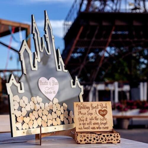 Personalized Mr & Mrs Rustic wedding engraved Alternative Wooden memory guestbooks with heart drop box signature guest books