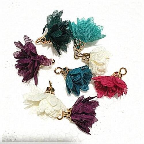 500pcs handmade flower pendants polyester material withe metal parts for charms bracelets making accessories top fashion fitting