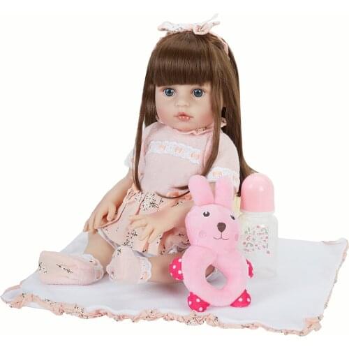 18 Inch Lifelike Reborn Babies Girl Doll 48cm Silicone Full Body Vinyl Beautiful Alive Toy Baby Dolls For Kids Christmas Gifts