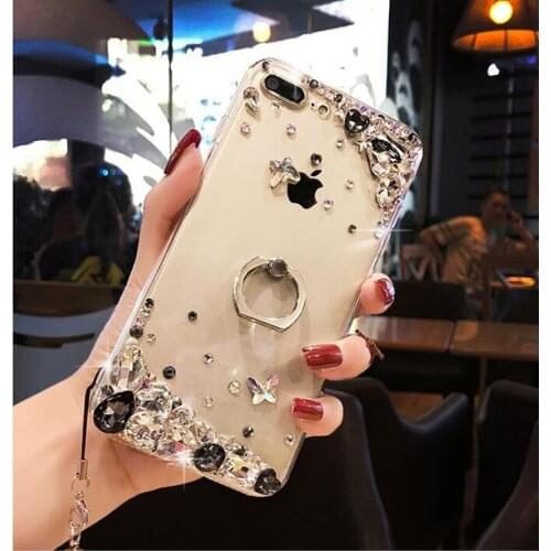 Luxury Bling Rhinestone Crystal Diamond Ring Holder Stand Soft Phone Case Cover For iPhone 11 12 pro mini X XS MAX XR 6 7 8 PLUS