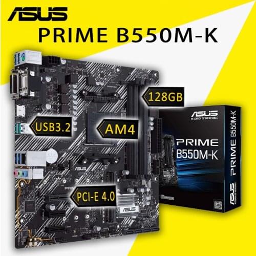 Socket AM4 Asus PRIME B550M-K Motherboard DDR4 Support AMD Ryzen CPU CrossFireX Overlocking PCI-E 4.0 AMD B550 Placa-Mãe AM4 New