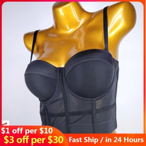 Sexy Cropped Top Bustier Bra Night Club Party Bustier Top Mesh Push Up Bralet Womens Corset longVest Plus Size Crop Tops