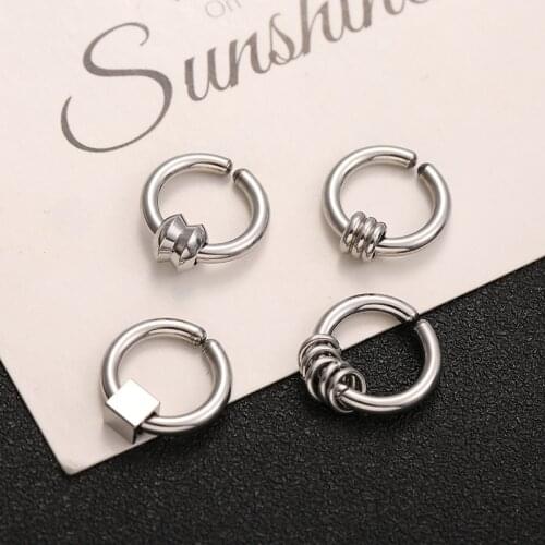 Stainless Steel Stud Earrings for Men Earrings Without Holes Punk Hip-hop Jewelry Accessories Wholesale