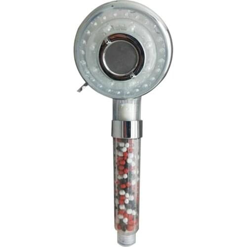 LED Shower Head Ionic Filter Filtration High Pressure Water Saving Changing 3 Water Mode Glow Light Automatically Changing