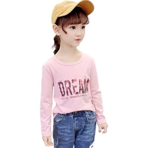 Big Girls Tops Letter T Shirt Girl Spring Autumn T Shirt Kids Casual Style Kids Clothes Girls 6 8 10 12 14
