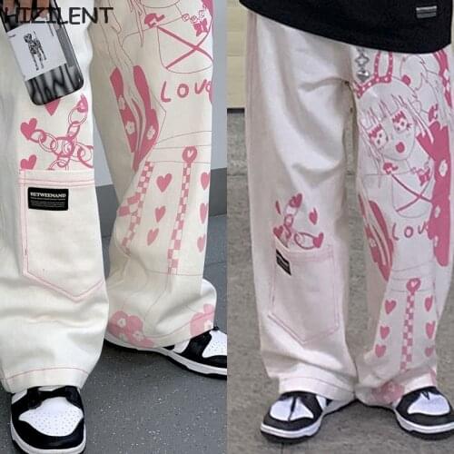 Y2K Harajuku woman pants Anime pattern hip hop pants for women wide leg pant women men Kawaii women pants casual Oversize pants