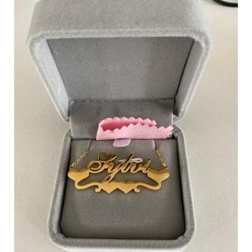 Ribbon Heart name necklace for women custom letter jewelry Gold Stianless Steel Chain Necklace Choker BFF Bijoux