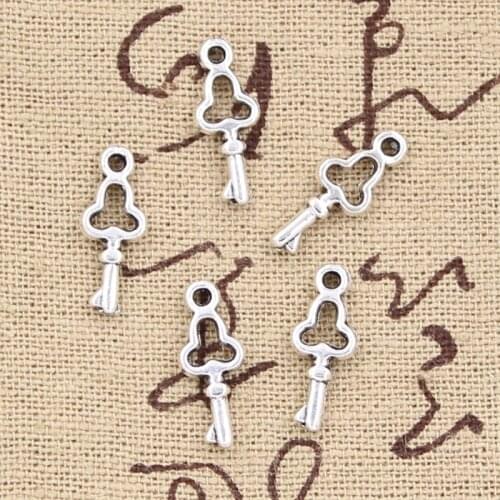 100pcs Charms Treasure Chest Key 17x7mm Antique Silver Color Pendants DIYCrafts Making Findings Handmade Tibetan Jewelry