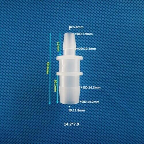 14.2mm to 7.9mm Plastic Pipe Fitting Pagoda Barbed Straight Reducing Hose Connector Tube Joint for Garden