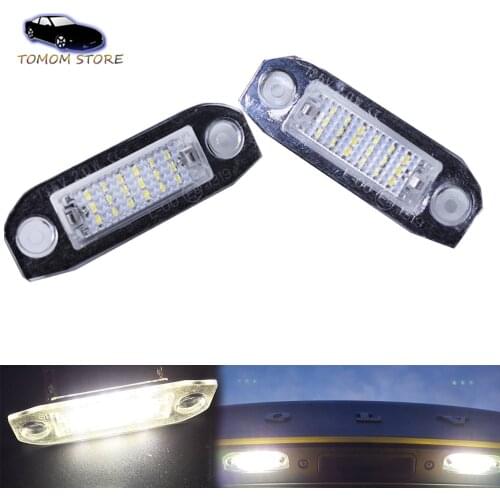 2Pcs 6000K 18SMD No Error White LED Rear License Number Plate Light For Volvo C30 C370 S40 S60 S80 V50 V60 V70 XC60 XC70 XC90