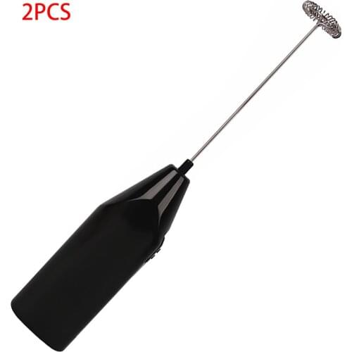 2pc Milk Drink Coffee Whisk Mixer Electric Egg Beater Frother Foamer Mini Handle Stirrer Practical Kitchen Cooking Tool,Black