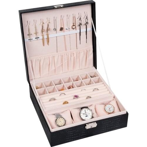 2020 new style PU exquisite leather jewelry box watch box with lock packaging jewelry box