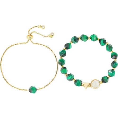 2021 Light Luxury Green Gem stone Bracelet Female Korean Version Simple Personality Niche Design Bracelet Adjustable