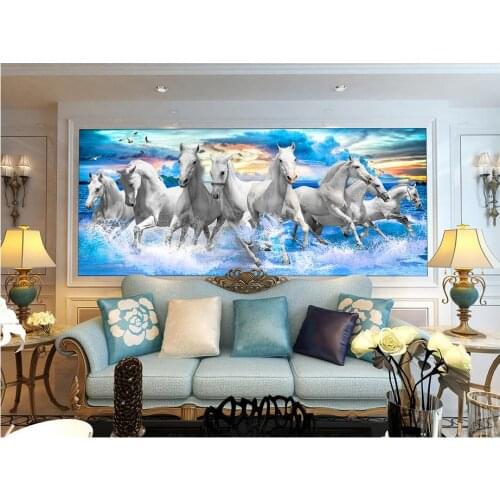 3d customized wallpaper Home Decoration Horse 3D sea wave landscape painting room modern wallpaper