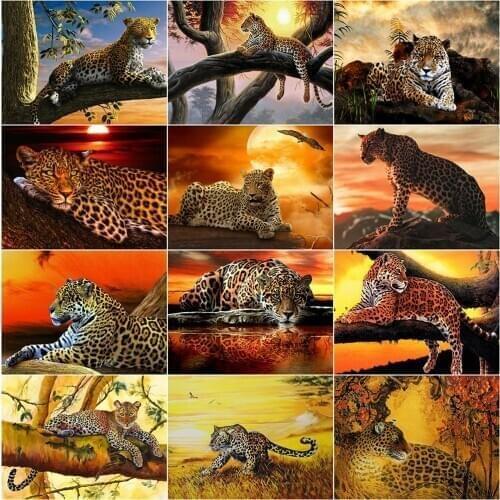 EverShine Diamond Painting Full Square Animals Cross Stitch Diamond Embroidery Leopard Picture Rhinestones Handmade Home Decor